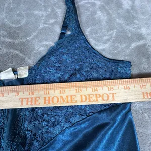 Victoria's Secret Gold Label Teal Satin Lace Nightgown M Lingerie Elegant Vintage thumbnail 6