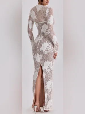 NEW HOUSE OF CB Lucienne Lace Corset Strapless Gown & Bolero Set Sz XS thumbnail 3
