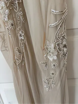 Scala Silk Beaded Cream Maxi Dress thumbnail 2