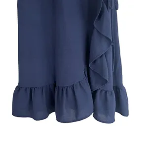 Altar'd State Faux Wrap Solid Mini Dress Navy Blue Summer Ruffle Hem Size M thumbnail 4
