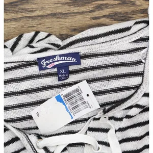 NWT Freshman Juniors Knit Striped Lace-Up T Shirt Top Black / White XL thumbnail 4