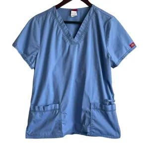 Dickies Women Scrub‎ Top S Blue Short Sleeve Medical Uniform Nurse Office Dental thumbnail 1