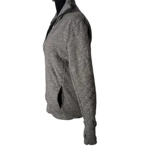 Lululemon Quarter‎ Zip Quilted Pullover Size 4 Gray Mock Neck Thumbholes thumbnail 4