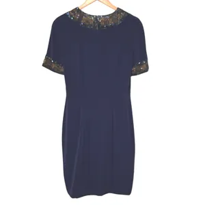 Bob Mackie Cocktail Dress Sz 6 Navy Blue Beaded Sequin‎ Sheath Vintage Glam thumbnail 2