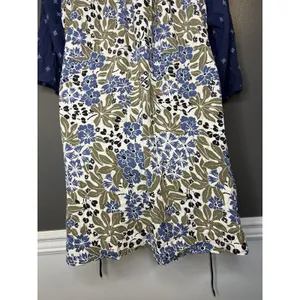 Free People Dress Womens Medium Blue Floral V Neck Kimono Sleeve Boho Short thumbnail 8