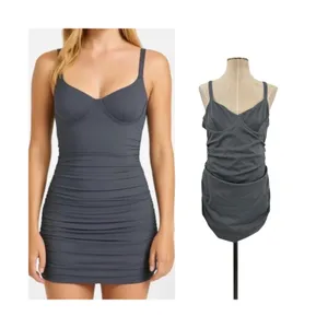 Skims Sculpting Swim Ruched One Piece Gunmetal Gray Shaping‎ Swimsuit XL NWT thumbnail 2