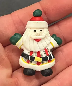 Handmade Vintage Clay Christmas Holiday Santa Pin Brooch thumbnail 1