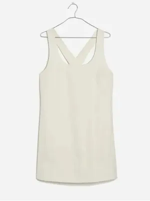 Madewell Cross-Back A-Line Mini Linen Dress in Pale Pineapple Yellow Size 00 thumbnail 6