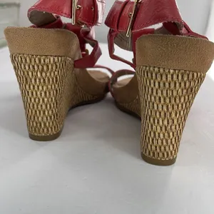 A2 by Areosoles size 8 red strappy wedge sandals thumbnail 6