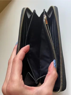 Coach Black and Gray Signature Zip Wallet thumbnail 10