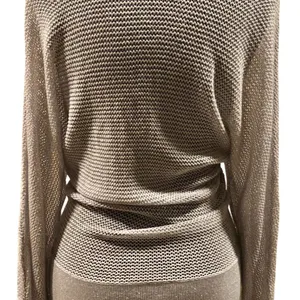 Cache Knit Silver Metallic Peek A Boo Faux Wrap Top New Banded Bottom $98 NWT thumbnail 15