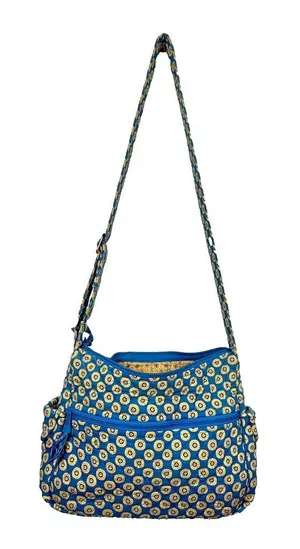 Vera Bradley Floral Shoulder‎ Bag Yellow Blue Zip Pockets Adjustable thumbnail 1