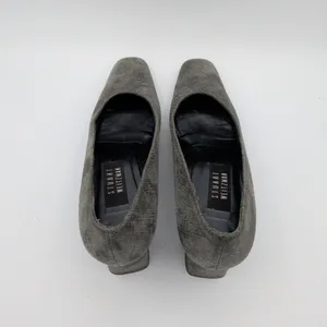 Stuart‎ Weitzman Gray Textured Square Toe Block Heel Pumps Womens 8 AA Narrow thumbnail 6