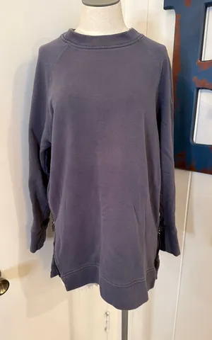 Varley dark grey Crewneck Sweatshirt with side zippers Sz M thumbnail 1