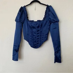 HOUSE OF CB 'Dana'‎ Navy Puff Sleeve Corset NWOT thumbnail 3