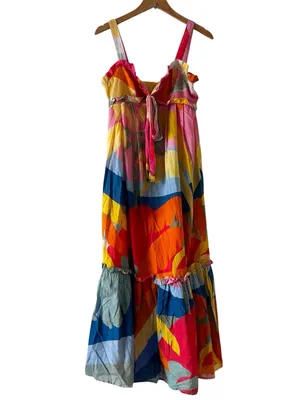 Farm Rio Tropical Sunset Maxi Dress Size small thumbnail 4