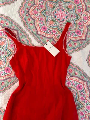 7 for all mankind linen red midi dress thumbnail 4