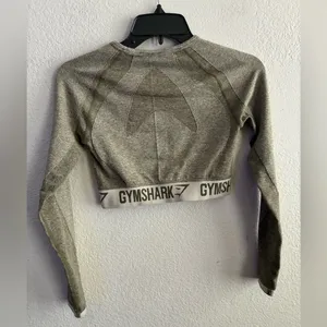 Gymshark Flex Long Sleeve Crop Top Shirt Seamless Light Olive S thumbnail 6