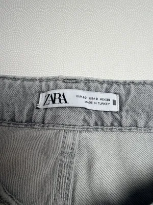 Zara Women’s Gray Cropped Straight Leg Jeans Size 8 Raw Hem High Rise Cotton thumbnail 4