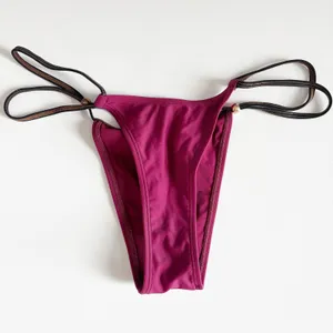 Jaded London Womens Luna Metallic‎ Micro Strappy Sexy Bikini Bottoms Plum Size 8 thumbnail 3