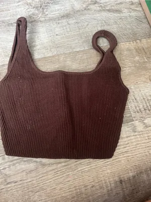 Aritzia Babaton Brown Ribbed Square-Neck Crop Tank Top thumbnail 4