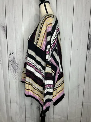 Easel Mix Print Striped Wool Blend Slouchy Sweater Crew Neck Boho Sz M thumbnail 5