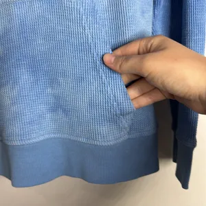 Zyia Blue Tie-dye Oversized Waffle Knit Hendrix Pullover Thermal Hoodie size XS thumbnail 5