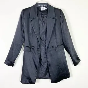 Princess Polly Suzie Black Crepe Satin Double Breasted Blazer Jacket Dress Sz 0 thumbnail 3