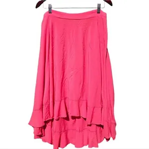 Torrid -1906 Chalis High‎ Low Midi Skirt Ruffle Hem in Pink Women's 0 / Large thumbnail 2