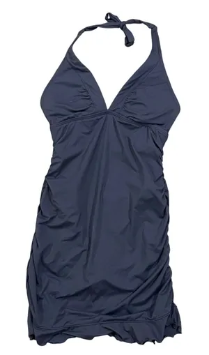 Athleta Shirrendipity Gray Halter Ruched Swim Dress One Piece Swimsuit Size S thumbnail 1