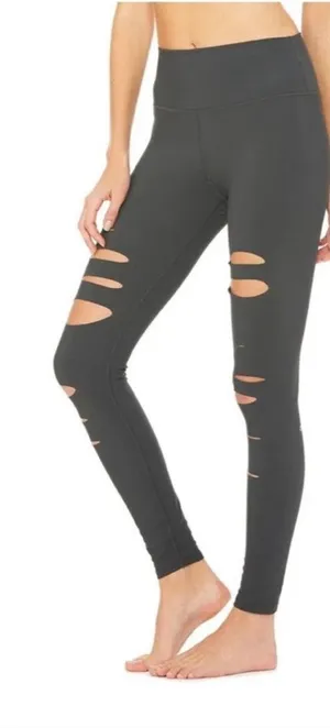 Alo Yoga‎ Ripped Warrior Gray Leggings Size XS thumbnail 1