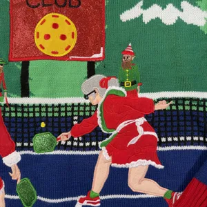 Blizzard Bay Ugly Christmas Sweater Adult LG Santa Mrs Claus Pickleball Holiday thumbnail 7