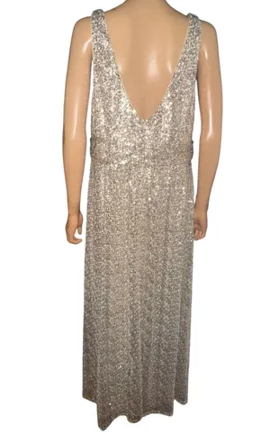 David’s bridal sleeveless gold sequined formal gown thumbnail 5