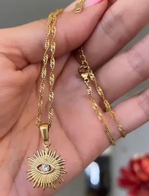 Boutique Gold Evil Eye Dainty Pendant Necklace thumbnail 4