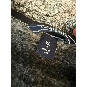 Lands End Womens XL‎ 18 Fleece Quarter Zip Pullover Grey Striped Space Dye Top thumbnail 3