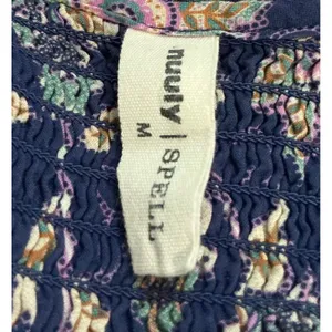 Spell Clairvoyant Mini Dress Blue Floral Paisley Smocked Boho Medium thumbnail 8