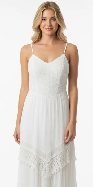 Trixxi size 7 ivory lace crochet maxi sundress thumbnail 1