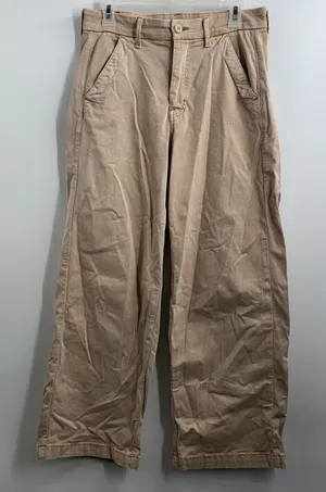 American Eagle Super High Rise Baggy Wide Leg Chino Pants Beige 6 Short thumbnail 1