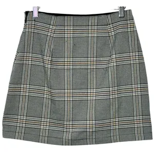 Abercrombie & Fitch White Black Plaid Zip Up Slit A-Line Skirt Mini Skirt Size S thumbnail 2