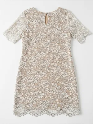Lulus Women’s Simply Chic Black and Cream Short Sleeve Lace Shift Dress Size M thumbnail 10