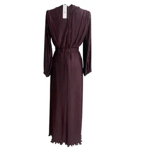 White House | Black Market NWT Sz 0P Burgundy Pleated Cutout‎ Maxi Dress w. Chain Orig Price $250 thumbnail 4