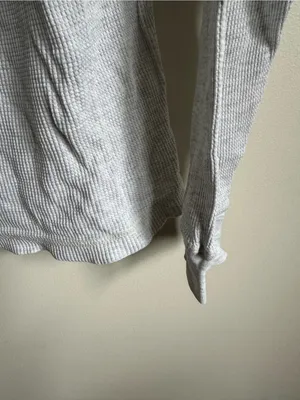 Gap Vintage Thermal Button Placket Long Sleeve Henley Large Gray Cotton thumbnail 4
