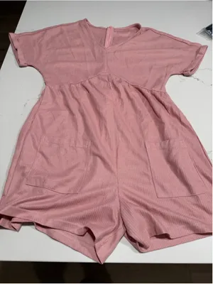 NEW Soft Casual Short Sleeve V Neck Zipper Short Romper M thumbnail 5