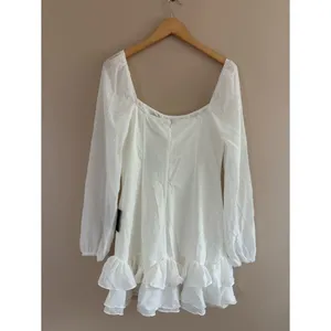 Lulus Gorgeous Expertise White Ruffled Long Sleeve Mini Dress Size Large Bridal thumbnail 4