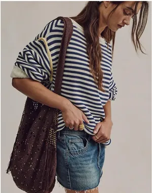 Free People Sunrise To Sunset Crochet Tote in Brown Pattern NWT $98R thumbnail 1