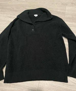aerie Black V-Neck Knit Pullover Sweater thumbnail 1