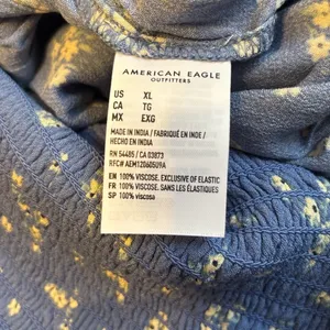 NWT American Eagle Bella Smocked Jumpsuit Sz XL Blue Floral Cottagecore thumbnail 6