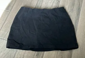 Black cotton spandex mini skirt thumbnail 1