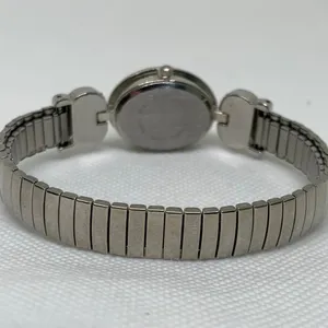 Collezio women silver tone watch 20mm oval hearts mop dial size 7” running thumbnail 4