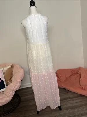 Andrée by Unit Maxi Dress M Pink White Swiss Dot thumbnail 7